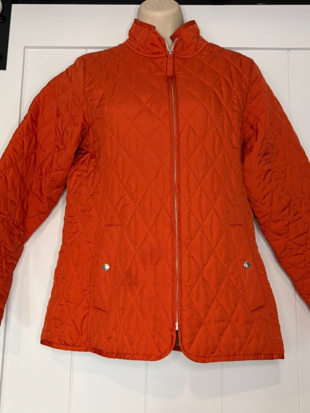 Lands’ End Quilted Orange Jacket, Size Large 14